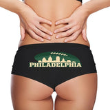 Philadelphia Skyline Panties – Sexy Boyshort Lingerie for Women – Green & White Cheeky Underwear Gift