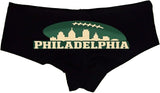 Philadelphia Skyline Panties – Sexy Boyshort Lingerie for Women – Green & White Cheeky Underwear Gift