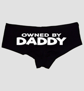 Sexy Girl Rock Owned By Daddy Panties – Black Cotton Boyshorts for Women, DDLG Dom/Sub Lingerie S-3X, Naughty Bedroom Gift