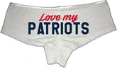 Love My Patriots Panties – White Cotton Boyshorts for Women, Sexy Game Day Gift Lingerie S-3X, Team Fan Underwear
