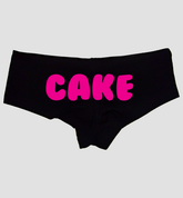 Cake Panties – Black Cotton Boyshorts for Women, Cheeky Booty Lingerie Gift S-3X, Thick Girl Vibes