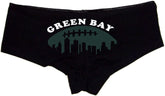 Sexy Girl Rock Green Bay Panties for Women – Cheeky Cotton Booty Shorts, Flirty Low-Rise Lingerie for Sports Fans