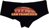 San Francisco Skyline Panties – Sexy Boyshort Lingerie for Women – Red & Gold Cheeky Underwear Gift