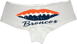 Broncos Lips Sexy Panties for Women – Flirty Football Kiss Print Boyshort Lingerie – Cute Sports Underwear Gift