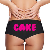 Cake Panties – Black Cotton Boyshorts for Women, Cheeky Booty Lingerie Gift S-3X, Thick Girl Vibes