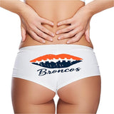 Broncos Lips Sexy Panties for Women – Flirty Football Kiss Print Boyshort Lingerie – Cute Sports Underwear Gift