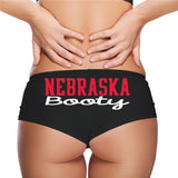 Nebraska Booty Panties – Black Cotton Football Boyshorts for Women, Sexy Gameday Lingerie Gift Underwear S-3X