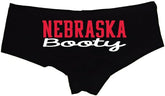 Nebraska Booty Panties – Black Cotton Football Boyshorts for Women, Sexy Gameday Lingerie Gift Underwear S-3X