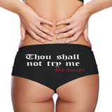 Sexy Girl Rock Thou Shall Not Try Me Panties – Not Tonight Women’s Boyshort Underwear – Funny Sassy Lingerie Gift for Bold & Confident Women