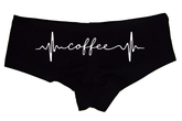 Sexy Girl Rock Coffee Panties – Women’s Boyshort Underwear – Coffee Lover Lingerie with Heartbeat Design – Funny Gift for Her
