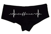 Sexy Girl Rock Caffeine Panties – Women’s Boyshort Underwear – Coffee Lover Lingerie Gift with Heartbeat Design for Her
