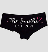 Personalized Family Name Panties Custom Last Name Boyshorts Established Year Underwear Wedding Anniversary Gift