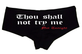 Sexy Girl Rock Thou Shall Not Try Me Panties – Not Tonight Women’s Boyshort Underwear – Funny Sassy Lingerie Gift for Bold & Confident Women