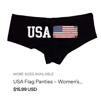 USA Flag Panties for 4th of July, Soccer Watch Parties, and Patriotic Summer Gifts