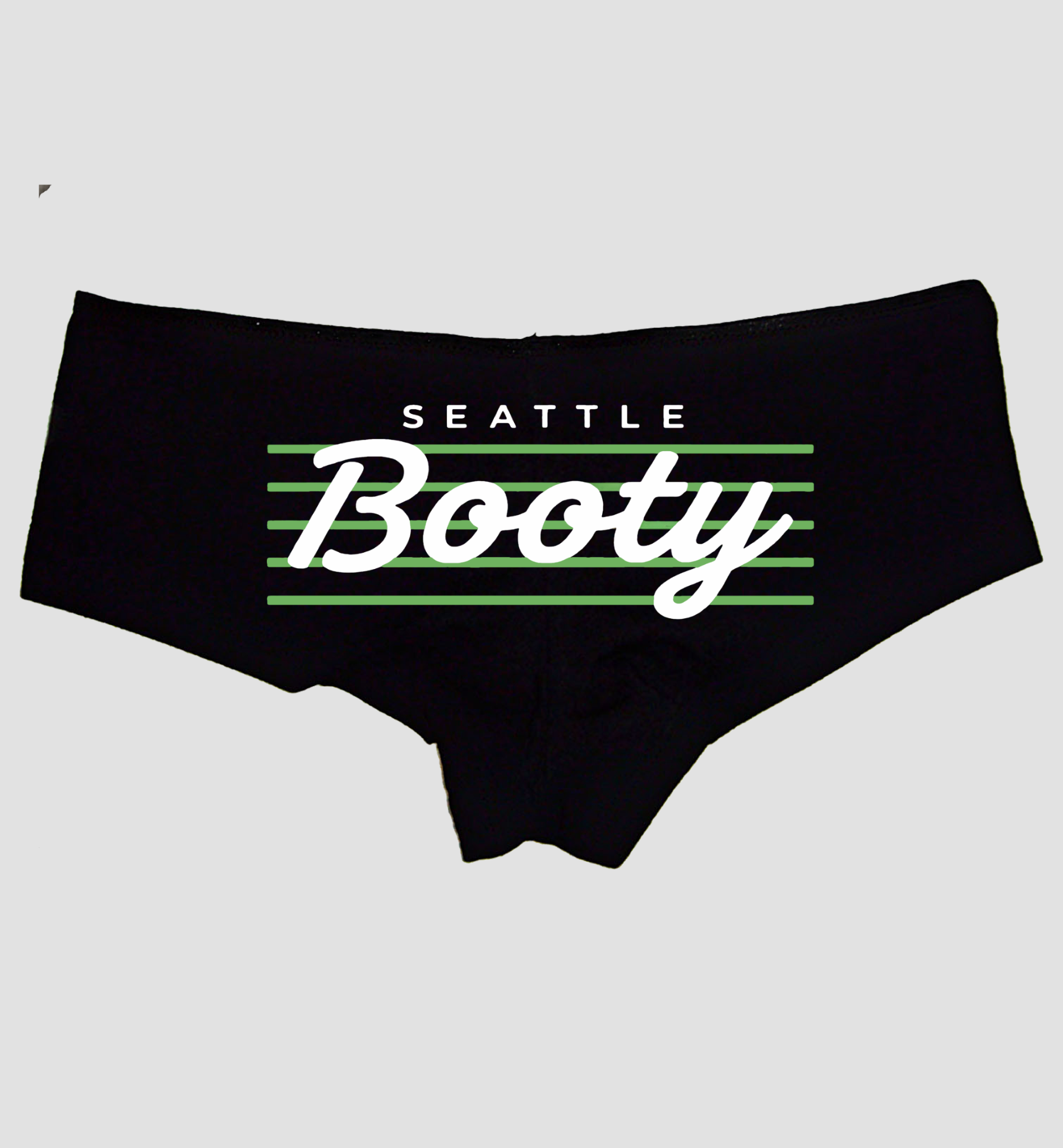 Seattle Booty Panties – Women’s Sexy Boyshort Underwear – City Pride Lingerie Gift – Green Stripe Design