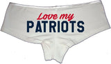 Love My Patriots Panties – White Cotton Boyshorts for Women, Sexy Game Day Gift Lingerie S-3X, Team Fan Underwear