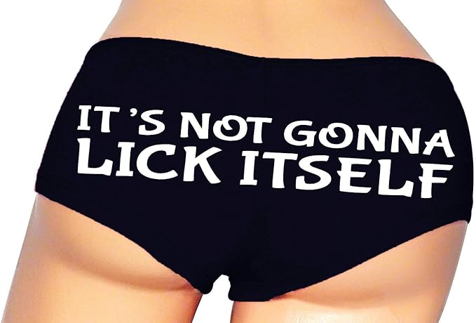Sexy Girl Rock It’s Not Gonna Lick Itself Panties – Funny Black Cotton Boyshorts for Women, Naughty Lingerie Gift S-3X
