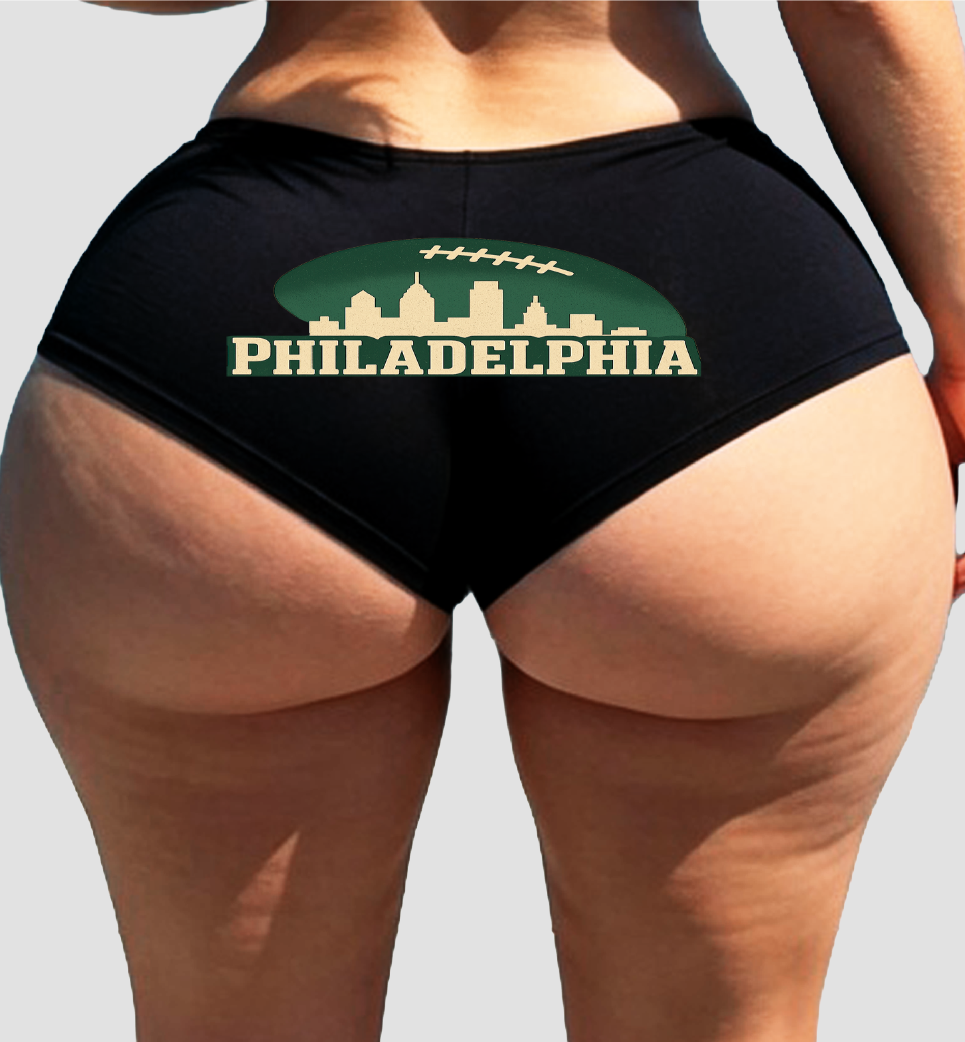 Philadelphia Skyline Panties – Sexy Boyshort Lingerie for Women – Green & White Cheeky Underwear Gift
