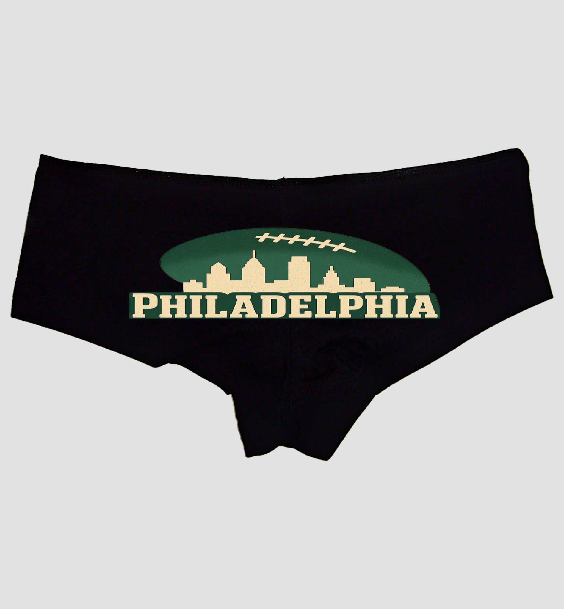 Philadelphia Skyline Panties – Sexy Boyshort Lingerie for Women – Green & White Cheeky Underwear Gift