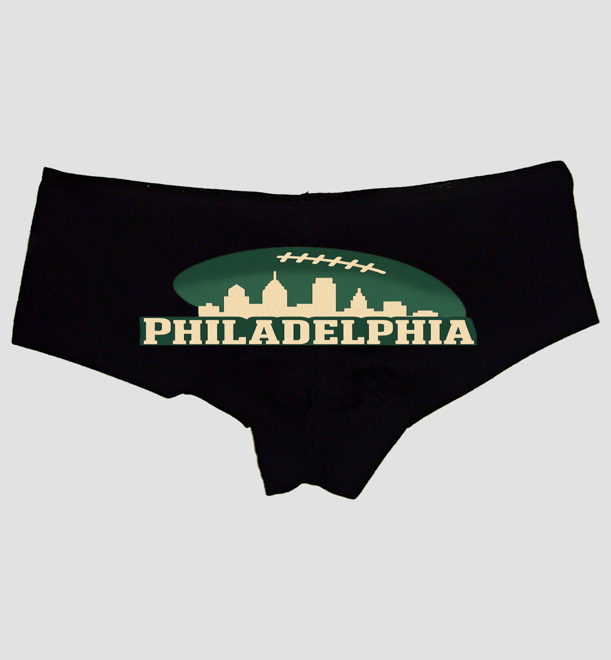Philadelphia Skyline Panties – Sexy Boyshort Lingerie for Women – Green & White Cheeky Underwear Gift