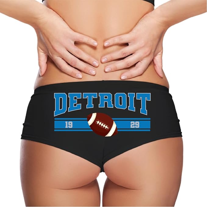 Sexy Girl Rock Detroit Football Panties – Cheeky Cotton Hipster Underwear for Women | Bold Sporty Lingerie Gift Flirty