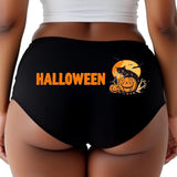 Sexy Girl Rock Camping Ghost Halloween Panties – Spooky Fall Lingerie for Women, Funny Boyshort Underwear with Fire Design
