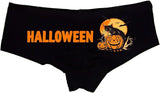 Sexy Girl Rock Camping Ghost Halloween Panties – Spooky Fall Lingerie for Women, Funny Boyshort Underwear with Fire Design