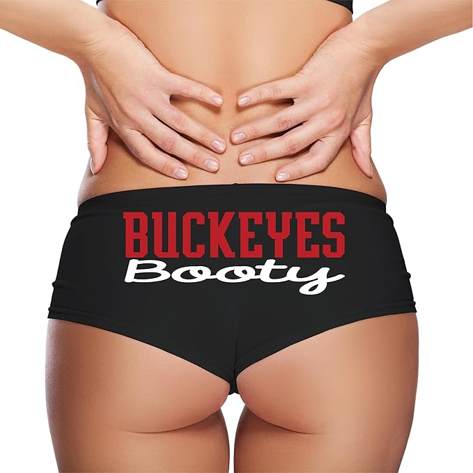 Sexy Girl Rock Buckeyes Booty Panties – Cheeky Low-Rise Cotton Lingerie for Naughty Wife, Thick Girlfriend or Athletic Baddie