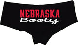 Nebraska Booty Panties – Black Cotton Football Boyshorts for Women, Sexy Gameday Lingerie Gift Underwear S-3X