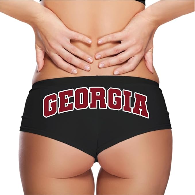 Georgia Booty Panties – Black Cotton Boyshorts for Women, Southern Football Style Gameday Gift Lingerie S-3X