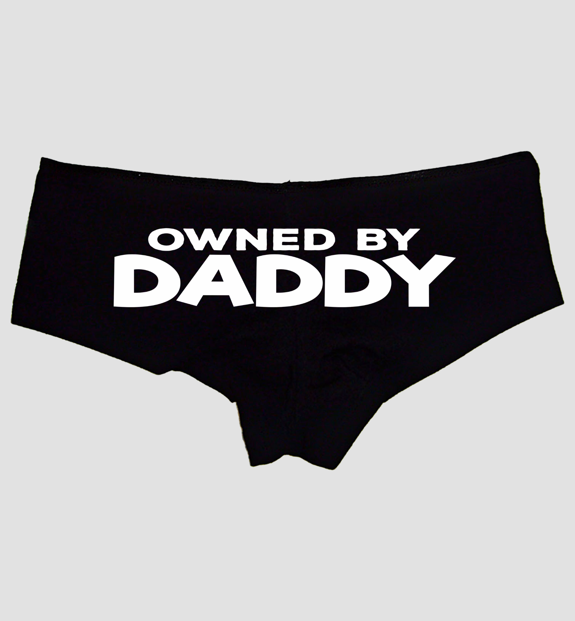 Sexy Girl Rock Owned By Daddy Panties – Black Cotton Boyshorts for Women, DDLG Dom/Sub Lingerie S-3X, Naughty Bedroom Gift