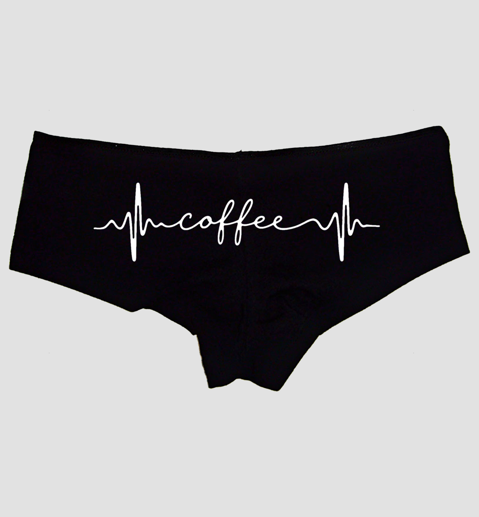 Sexy Girl Rock Coffee Panties – Women’s Boyshort Underwear – Coffee Lover Lingerie with Heartbeat Design – Funny Gift for Her