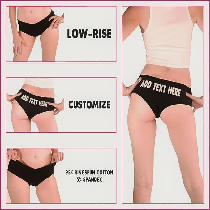 Sexy Girl Rock SGR Customizable Panties for Women – Add Your Own Text and Fonts – Premium Cotton Personalized Underwear