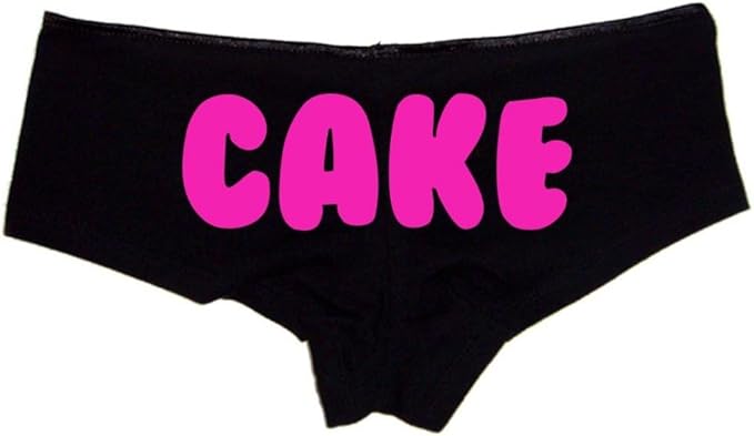 Cake Panties – Black Cotton Boyshorts for Women, Cheeky Booty Lingerie Gift S-3X, Thick Girl Vibes