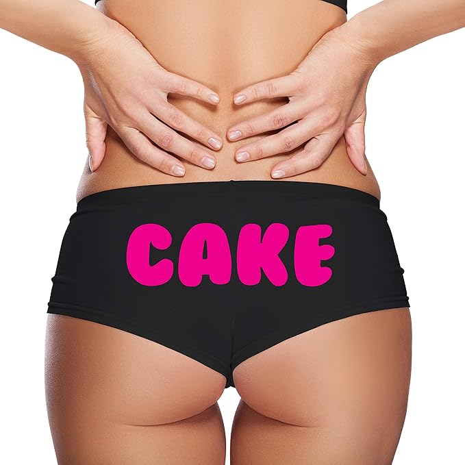 Cake Panties – Black Cotton Boyshorts for Women, Cheeky Booty Lingerie Gift S-3X, Thick Girl Vibes