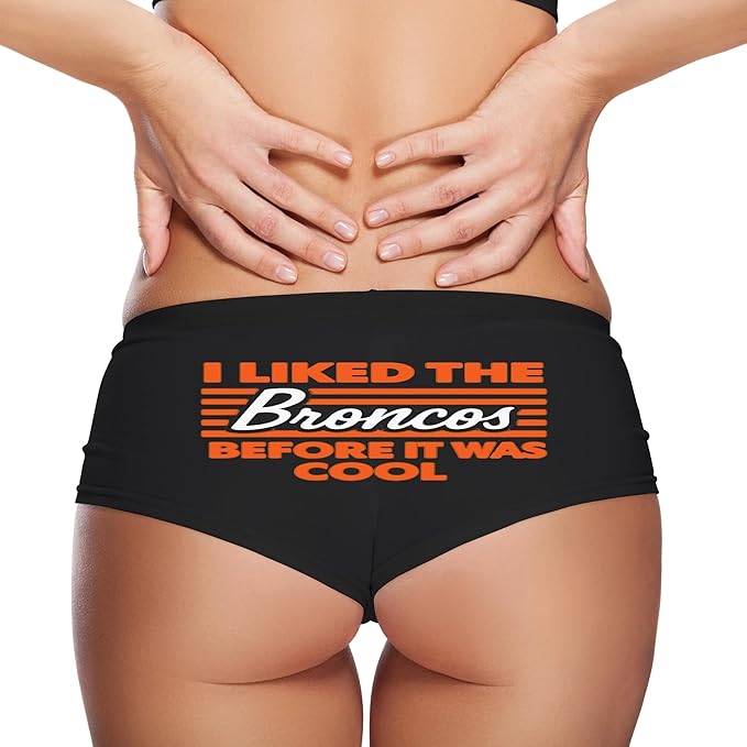 Broncos Lips Sexy Panties for Women – Flirty Football Kiss Print Boyshort Lingerie – Cute Sports Underwear Gift