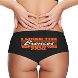 Broncos Lips Sexy Panties for Women – Flirty Football Kiss Print Boyshort Lingerie – Cute Sports Underwear Gift
