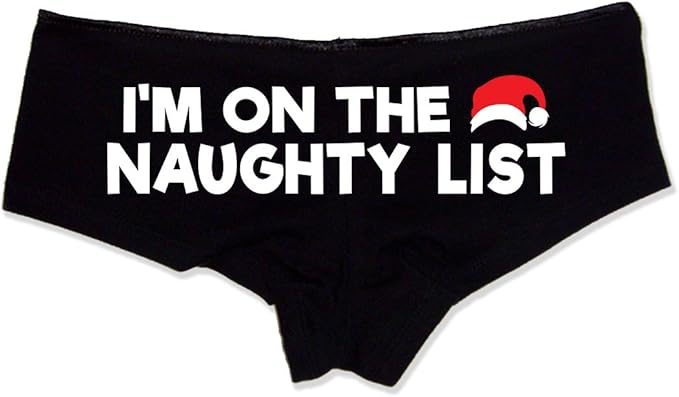I'm On The Naughty List Booty Shorts Boyshort Cotton Bikini Bottom Sexy Panties