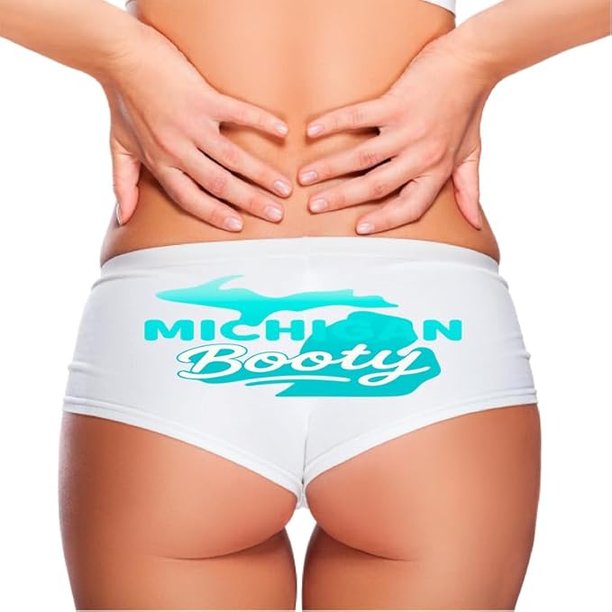 Sexy Girl Rock Michigan Booty Panties for Women – Cheeky Cotton Lingerie, Low-Rise Boyshorts with Booty Lift Look, Underwear