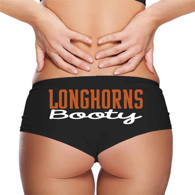 Sexy Girl Rock Longhorns Booty Panties for Women – Cheeky Cotton Boyshorts, Low-Rise Game Day Lingerie for Girlfriend