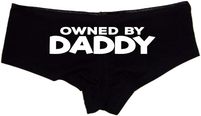 Sexy Girl Rock Owned By Daddy Panties – Black Cotton Boyshorts for Women, DDLG Dom/Sub Lingerie S-3X, Naughty Bedroom Gift