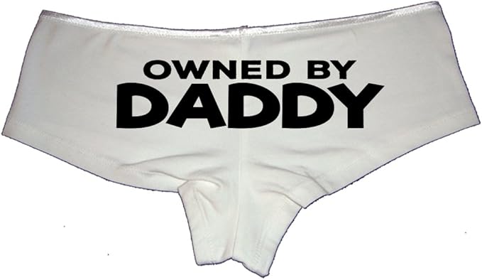 Sexy Girl Rock Owned By Daddy Panties – Black Cotton Boyshorts for Women, DDLG Dom/Sub Lingerie S-3X, Naughty Bedroom Gift
