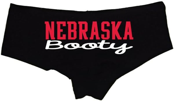 Nebraska Booty Panties – Black Cotton Football Boyshorts for Women, Sexy Gameday Lingerie Gift Underwear S-3X