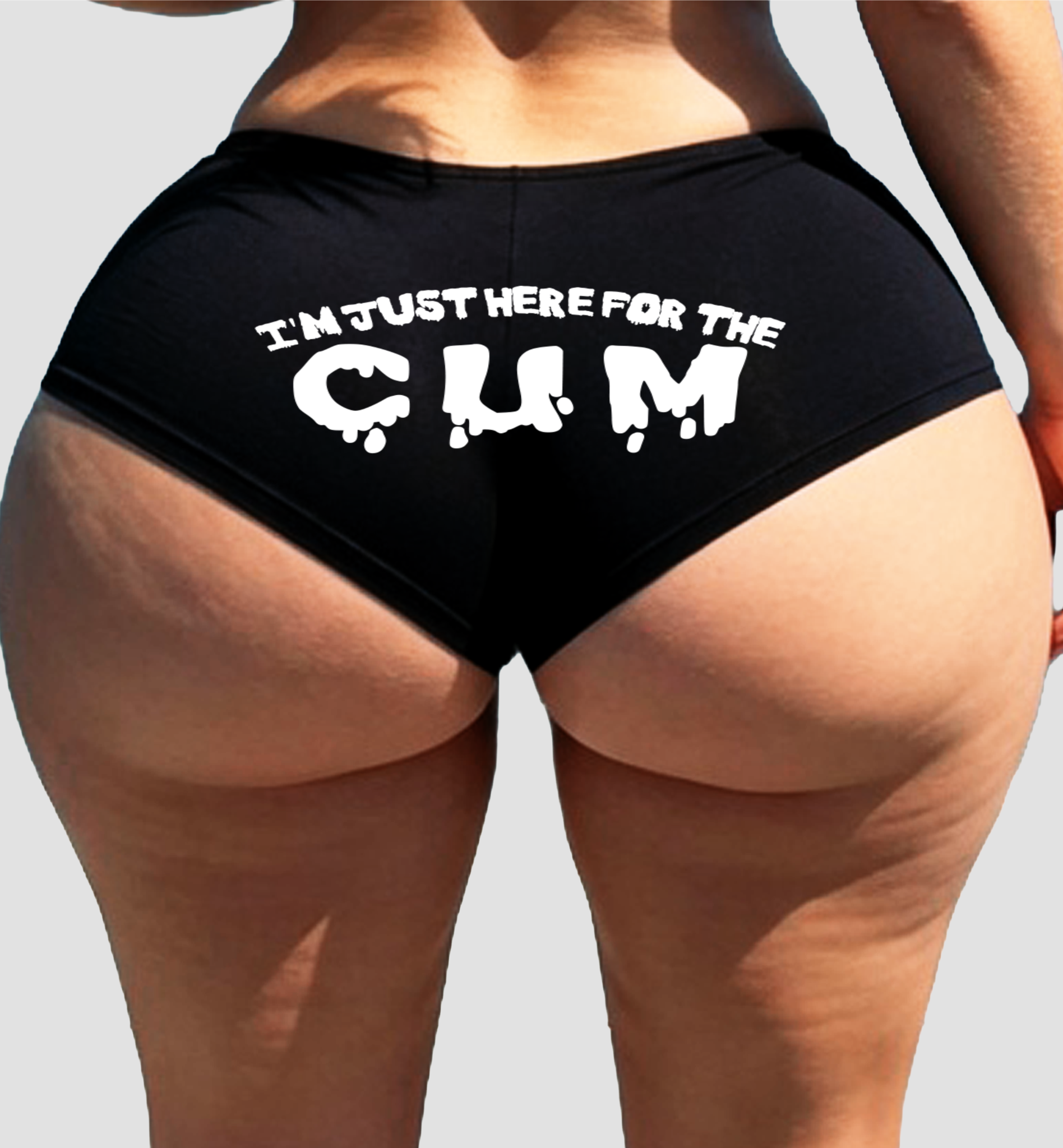 Sexy Girl Rock I'm Just Here for the Cum Panties – Naughty Black Cotton Boyshorts with Saying, Flirty Lingerie Gift for Her S-3X