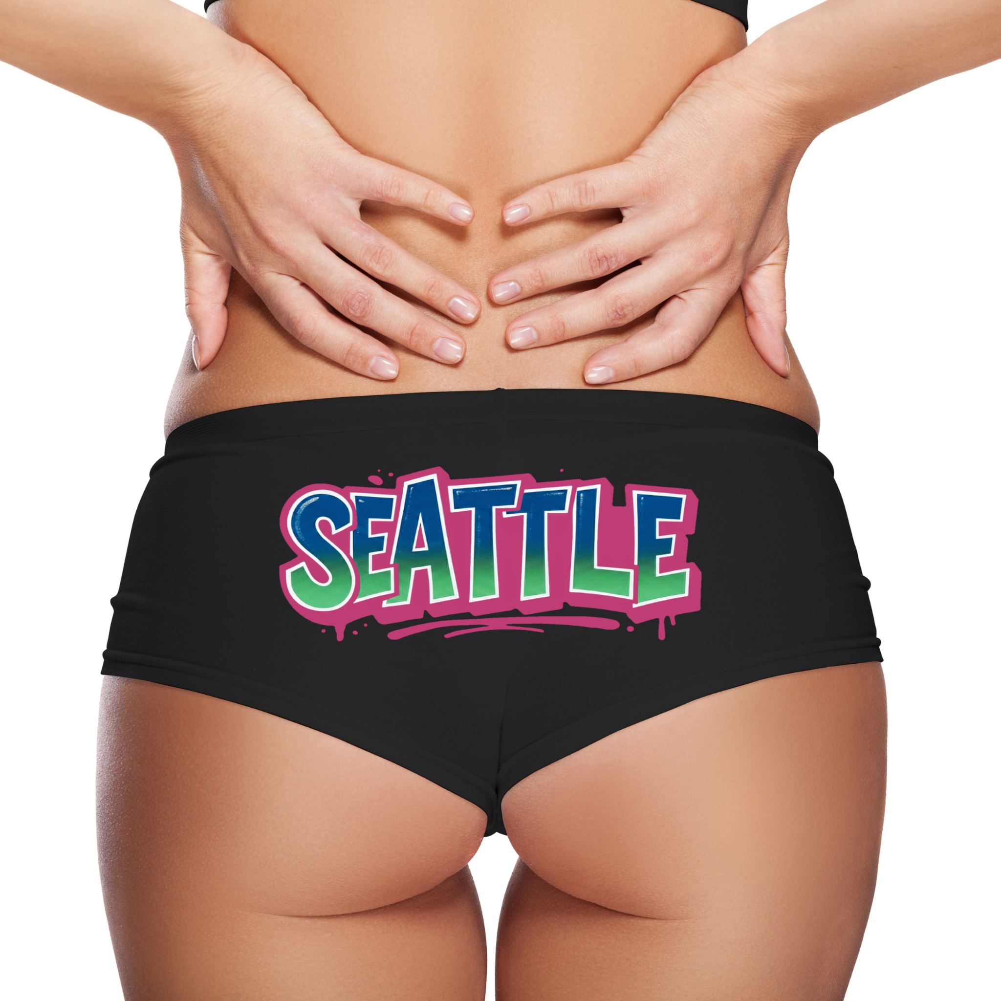Seattle Panties – Women’s Sexy Boyshort Underwear – Graffiti Street Style Lingerie Gift – Neon City Design
