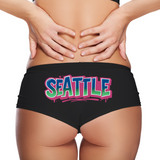 Seattle Panties – Women’s Sexy Boyshort Underwear – Graffiti Street Style Lingerie Gift – Neon City Design
