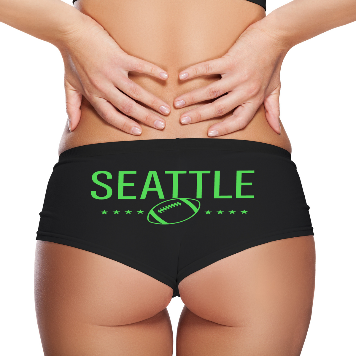 Sexy Girl Rock Seattle Football Panties – Women’s Boyshort Underwear – Sporty City Lingerie Gift for Football Lovers & Seattle Fans