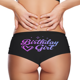 Birthday Girl Panties – Women’s Boyshort Lingerie – Cute Purple Heart Design – Fun Birthday Gift for Her or Girlfriend