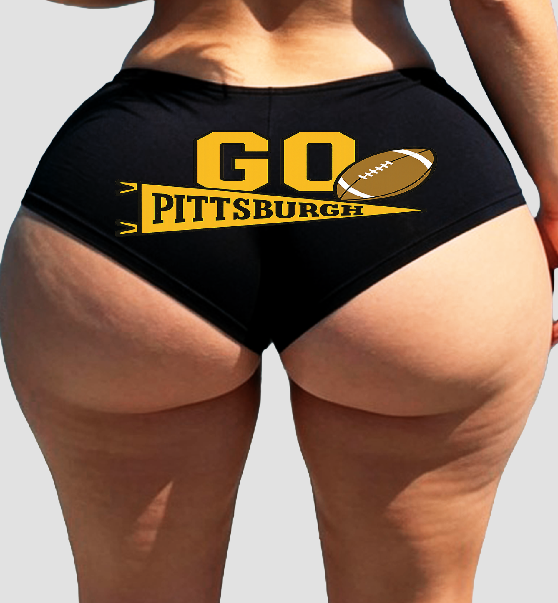 Sexy Girl Rock Pittsburgh Booty Shorts – Game Day Gift Panties for Wife or Girlfriend Cheeky Cotton Boyshorts