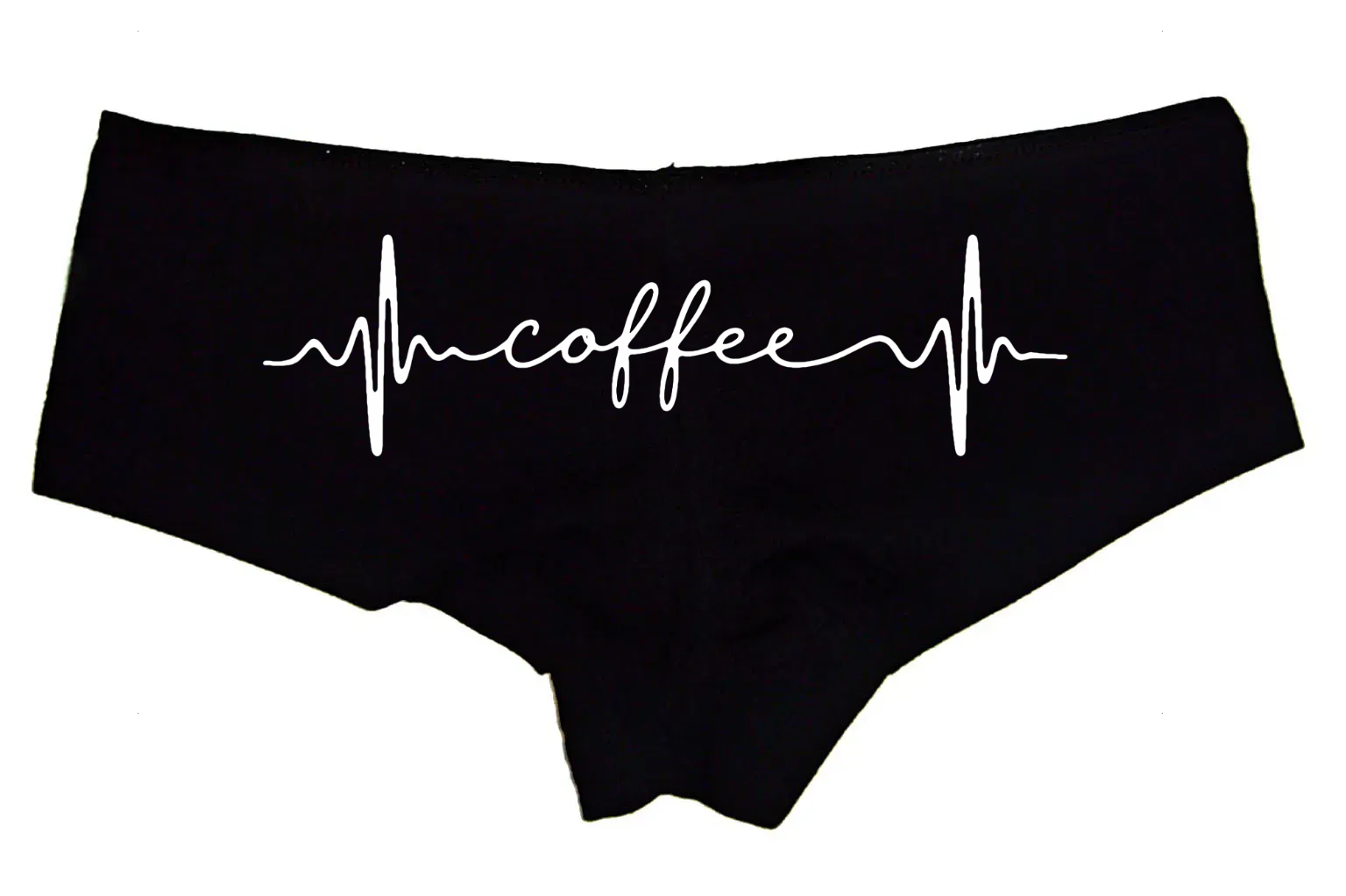 Sexy Girl Rock Coffee Panties – Women’s Boyshort Underwear – Coffee Lover Lingerie with Heartbeat Design – Funny Gift for Her